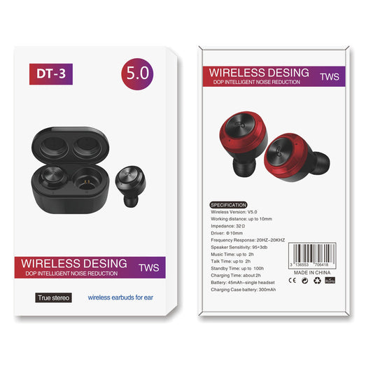 JMT-486986 Wireless Mini Earphones with Charging Case - Bluetooth V5.0, 120 Hours Standby, 4 Hours Talk Time, Available in White, Black, Red