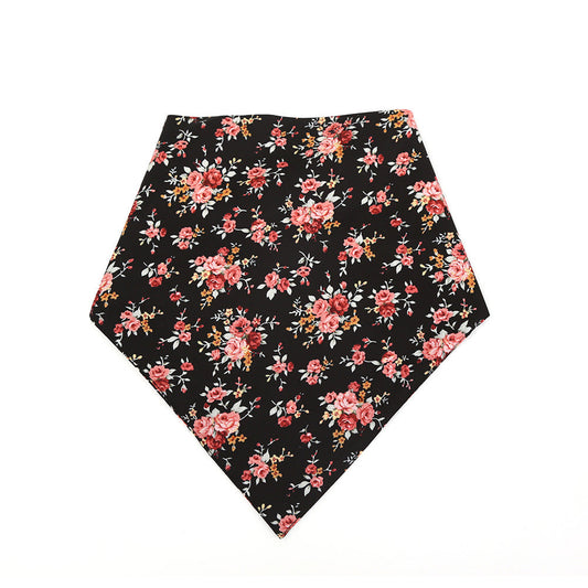 JMT-487626 Flower Pattern Triangle Scarf for Dogs - Double Cotton Saliva Towel Bib, Available in Sizes S and L
