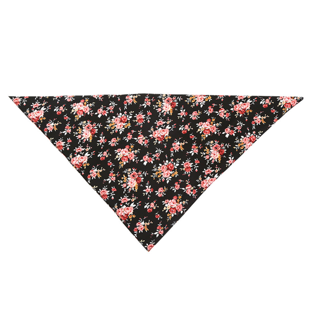 JMT-487626 Flower Pattern Triangle Scarf for Dogs - Double Cotton Saliva Towel Bib, Available in Sizes S and L