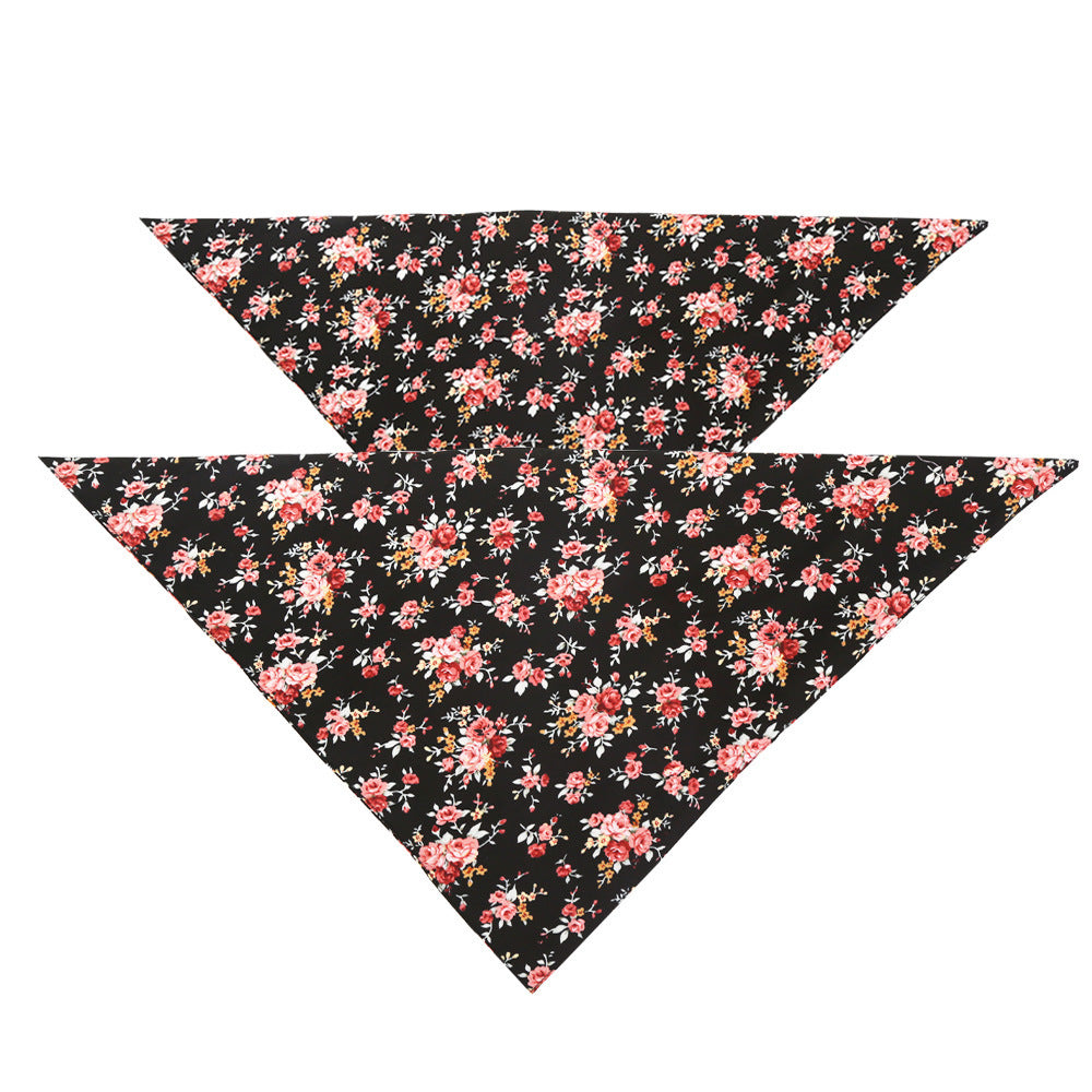 JMT-487626 Flower Pattern Triangle Scarf for Dogs - Double Cotton Saliva Towel Bib, Available in Sizes S and L