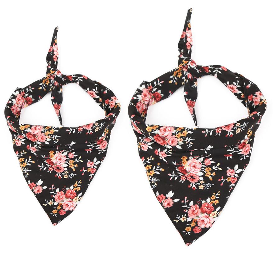 JMT-487626 Flower Pattern Triangle Scarf for Dogs - Double Cotton Saliva Towel Bib, Available in Sizes S and L