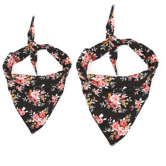 JMT-487626 Flower Pattern Triangle Scarf for Dogs - Double Cotton Saliva Towel Bib, Available in Sizes S and L