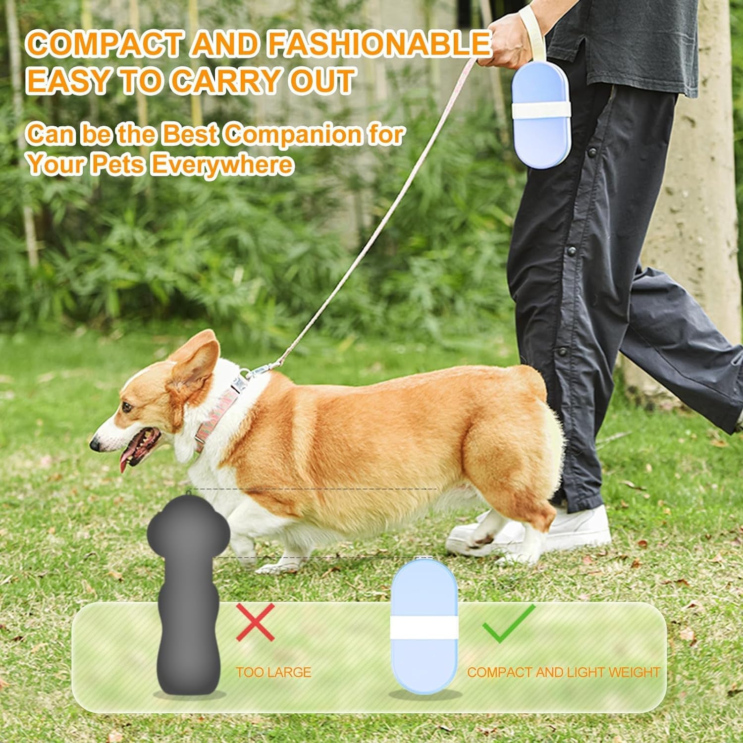 JMT-488138 Portable 2-in-1 Dog Water Bottle and Food Container with Collapsible Bowl - Ideal for Hiking and Travel