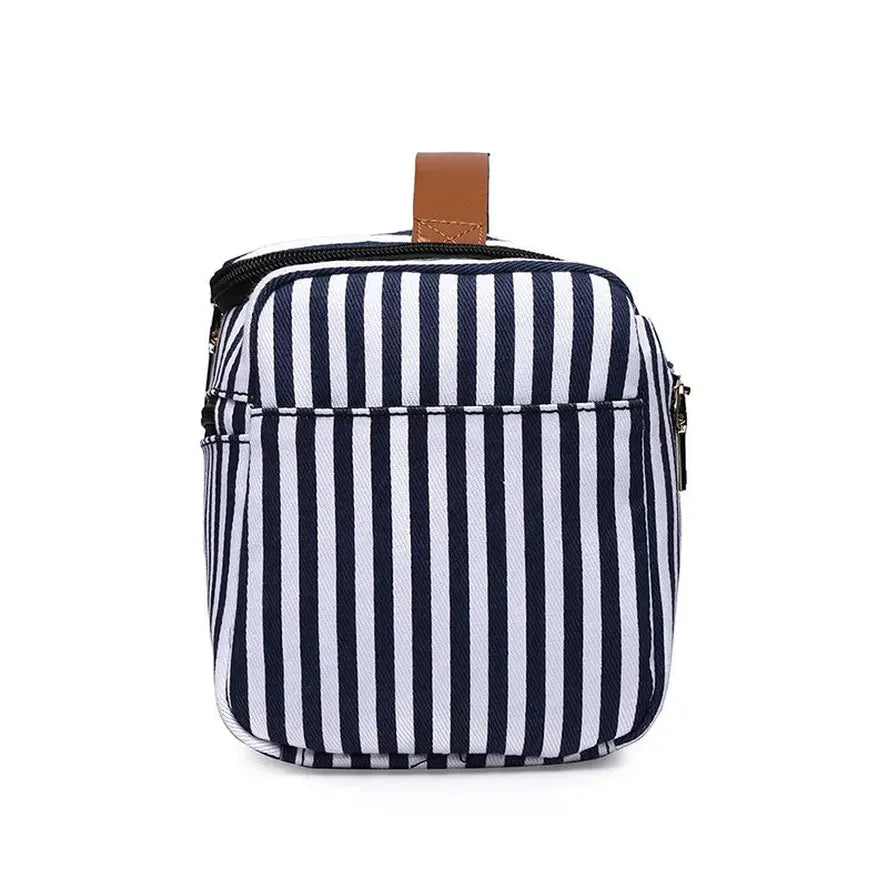 JMT-488202 Large Portable Canvas Makeup Bag with Stripes for Organised Storage