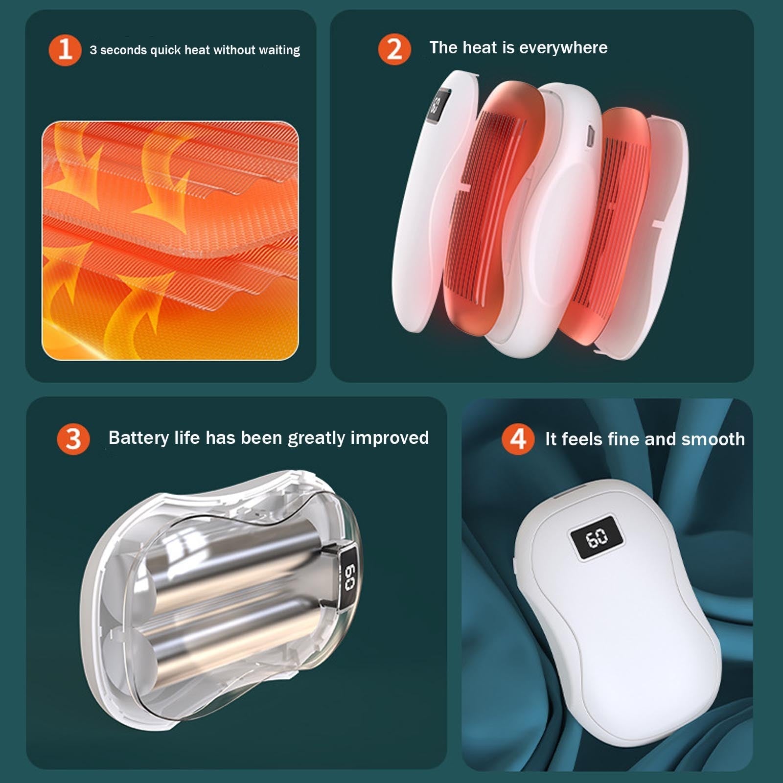 JMT-488330 USB Rechargeable Electric Hand Warmer Power Bank with Digital Display for Outdoor Use