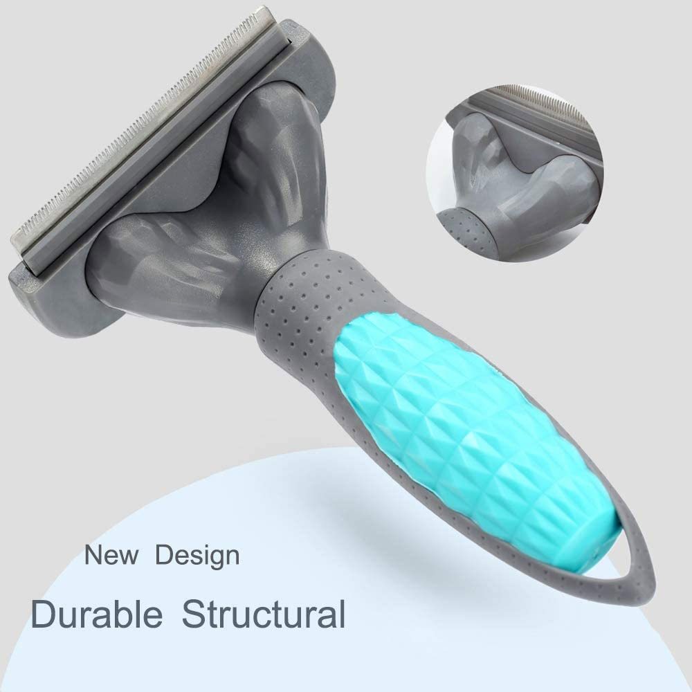 JMT-488394 Pet Hair Removal Comb for Cats and Dogs - Stainless Steel Grooming Brush in Green, Pink, and Blue