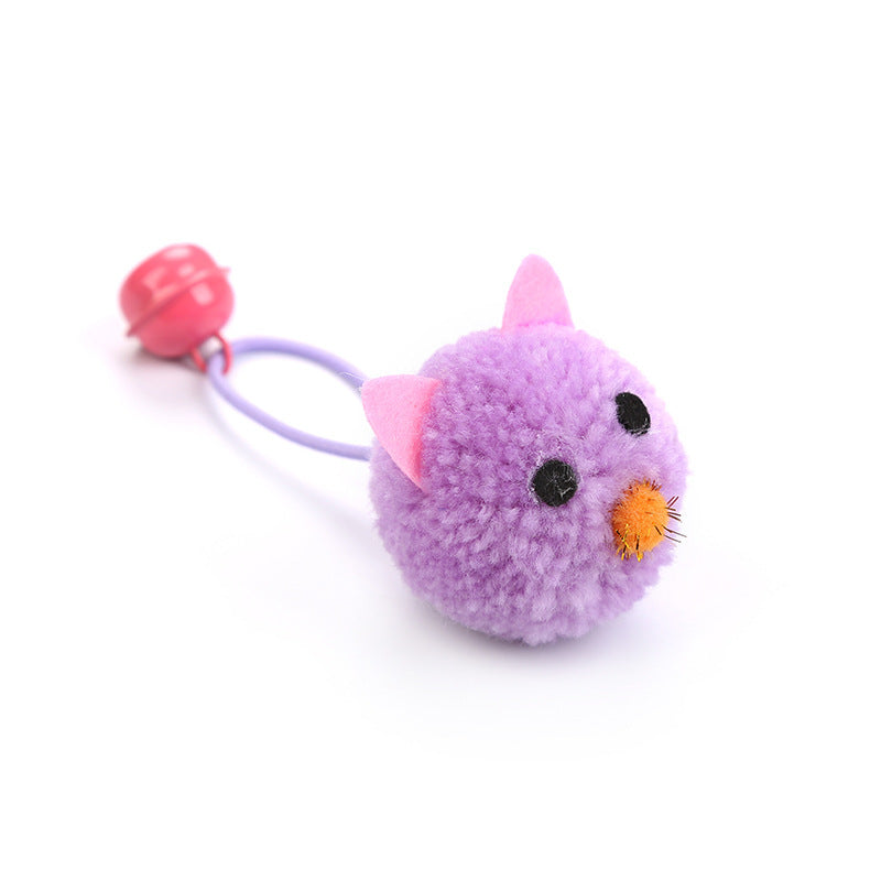JMT-488458 Plush Mouse Head Shaped Bell Toy for Cats in Purple, Pink, Blue, and White
