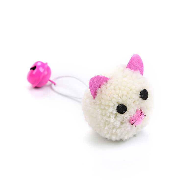 JMT-488458 Plush Mouse Head Shaped Bell Toy for Cats in Purple, Pink, Blue, and White