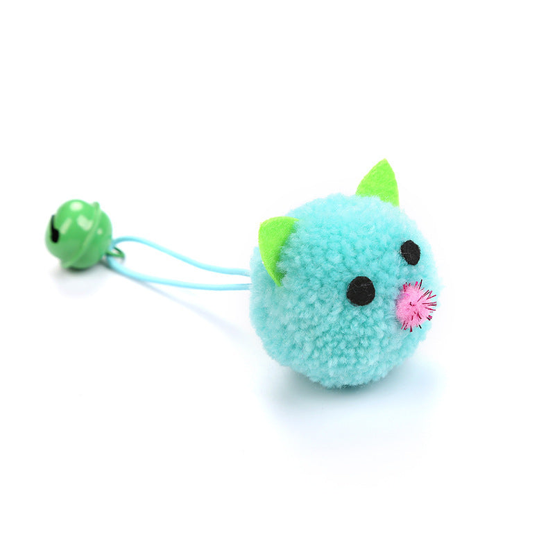 JMT-488458 Plush Mouse Head Shaped Bell Toy for Cats in Purple, Pink, Blue, and White