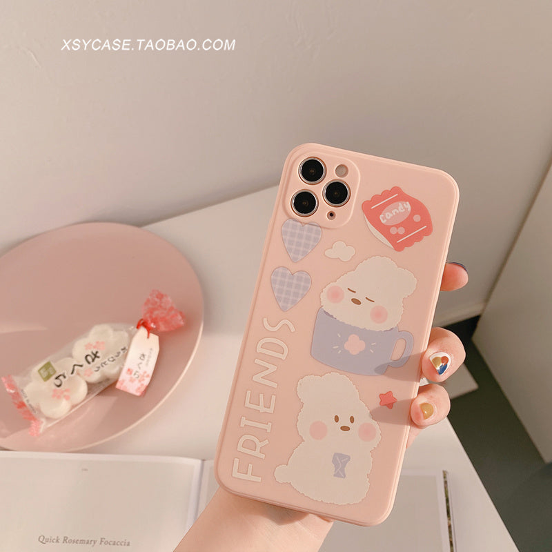 JMT-488842 Matte Soft Rabbit Phone Case Compatible with iPhone 7/8/SE/X/XR/XS/11/12, Cartoon Design