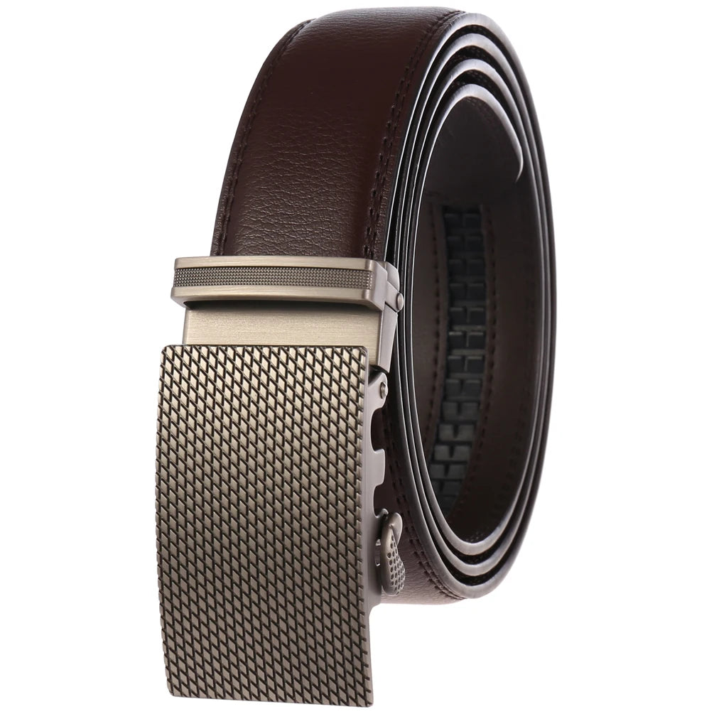JMT-488906 Two-Layer Leather Automatic Buckle Business Casual Belt - Model LY55-0031-1
