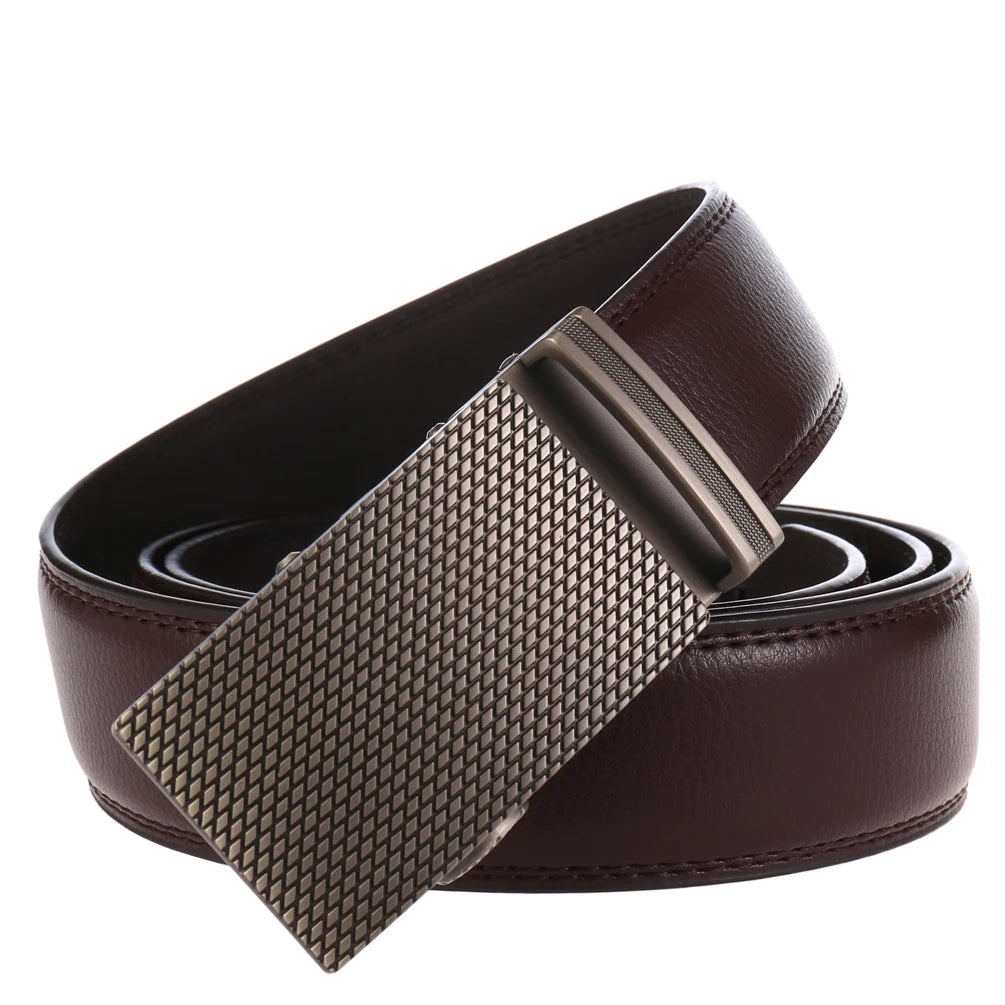 JMT-488906 Two-Layer Leather Automatic Buckle Business Casual Belt - Model LY55-0031-1