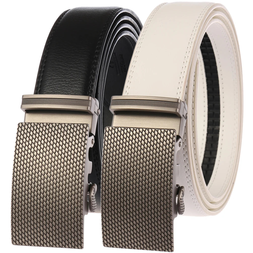 JMT-488906 Two-Layer Leather Automatic Buckle Business Casual Belt - Model LY55-0031-1