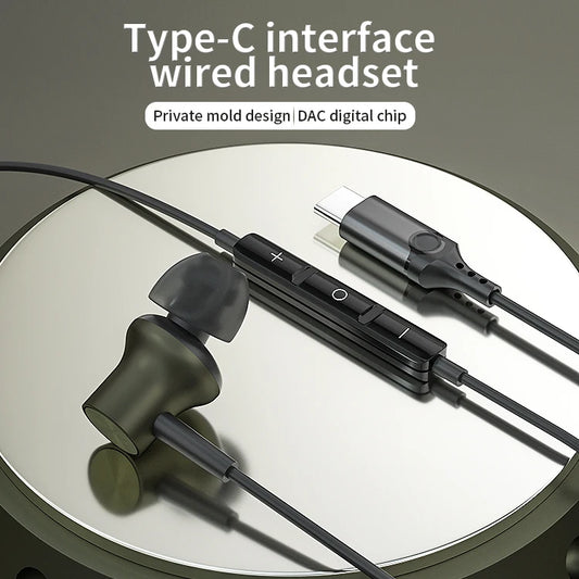 JMT-488970 Wired Type C Earphones with Mic and Volume Control for iPhone 15, Huawei, and Samsung Devices