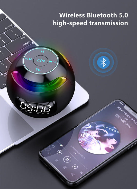 JMT-489482 Bluetooth Speaker Alarm Clock with LED Display and Subwoofer Functionality for Home and Office Use