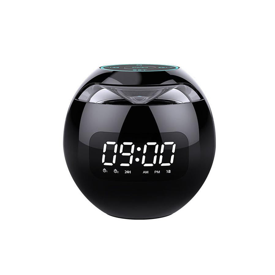 JMT-489482 Bluetooth Speaker Alarm Clock with LED Display and Subwoofer Functionality for Home and Office Use