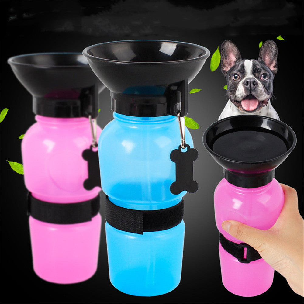 JMT-489482 Portable Pet Water Bottle with Squeeze Bowl for Travel - 20oz Capacity Ideal for Dogs and Cats