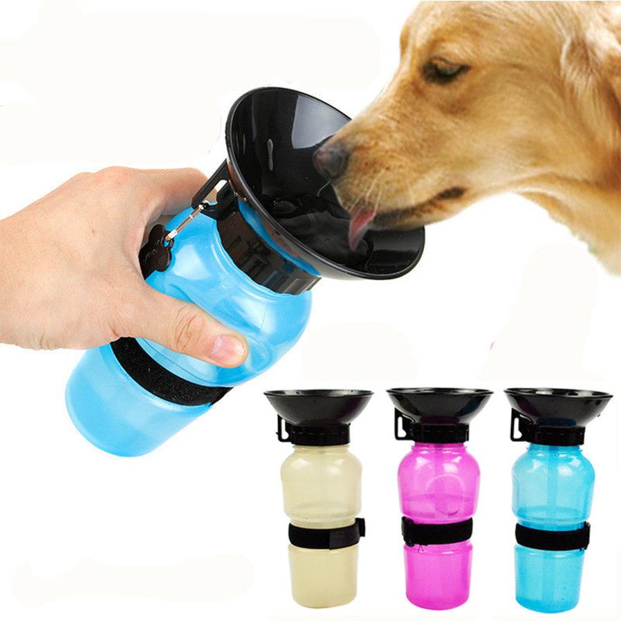 JMT-489482 Portable Pet Water Bottle with Squeeze Bowl for Travel - 20oz Capacity Ideal for Dogs and Cats