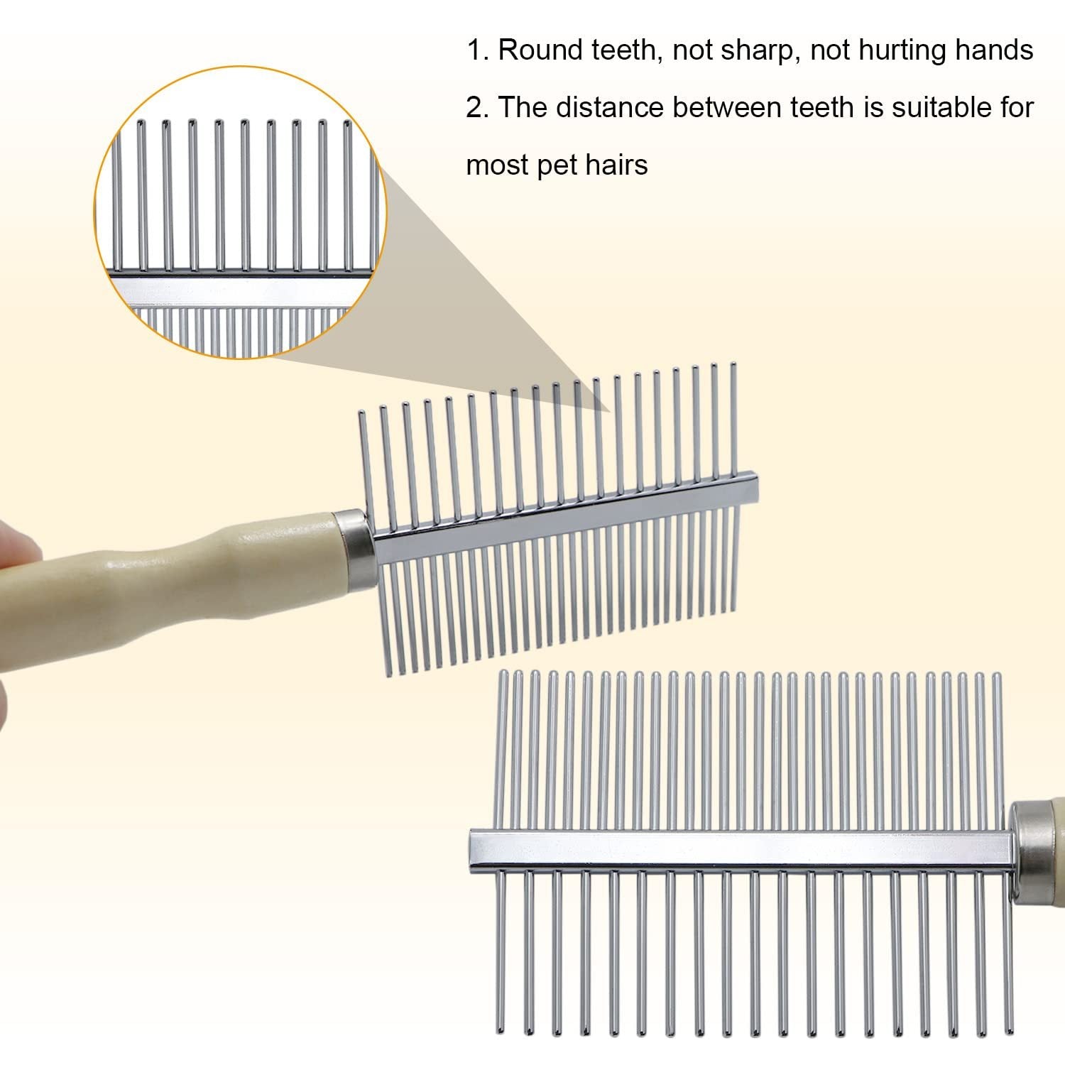 JMT-489546 Wooden Handle Pet Grooming Comb for Dogs and Cats - Safe and Effective Hair Removal Tool