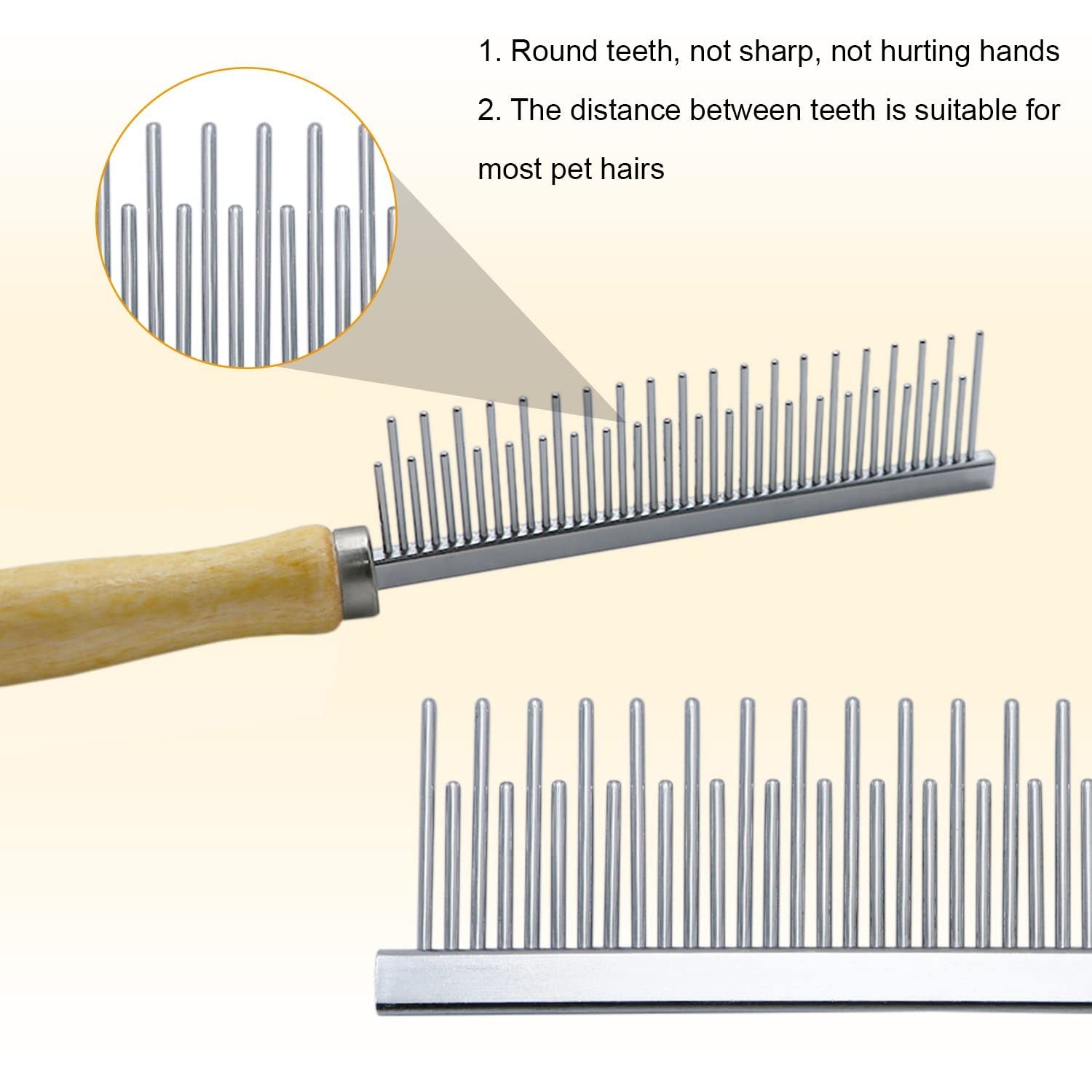 JMT-489546 Wooden Handle Pet Grooming Comb for Dogs and Cats - Safe and Effective Hair Removal Tool