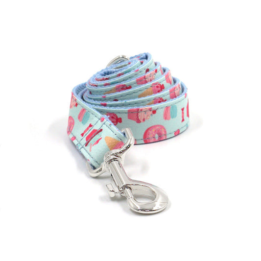 JMT-489802 Pet Collar and Leash Set with Bow – Macaron Color, Adjustable Sizes XS to XL