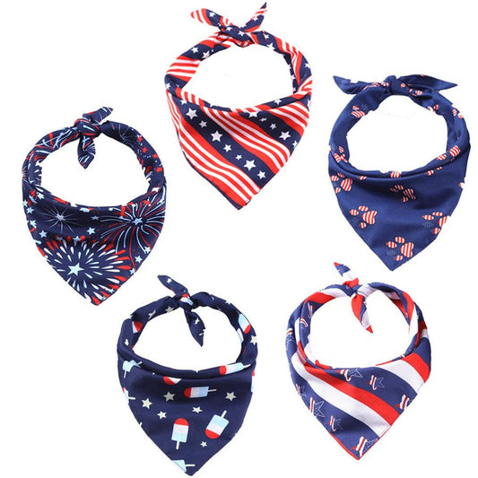 JMT-489930 American Flag Polyester Pet Drool Scarf - Graffiti Design for All Seasons