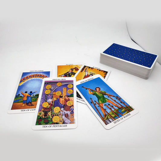 JMT-489930 English Fate Divination Tarot Card Set - 78 Cards in Color Box, 6x10.3cm Size