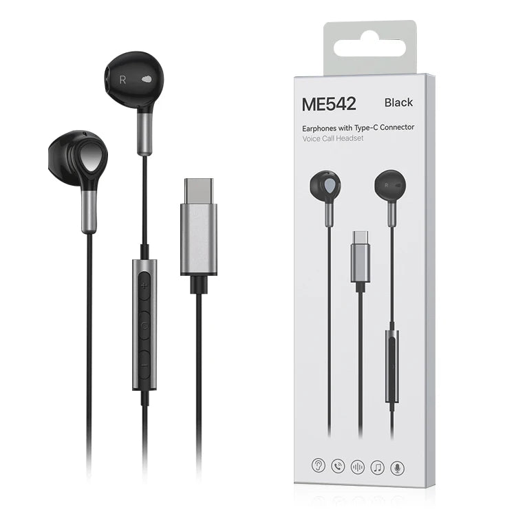 JMT-490122 USB C Wired Earbuds with Microphone for Android Devices - Stereo Sound Wired Earphones