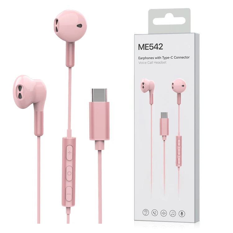 JMT-490122 USB C Wired Earbuds with Microphone for Android Devices - Stereo Sound Wired Earphones