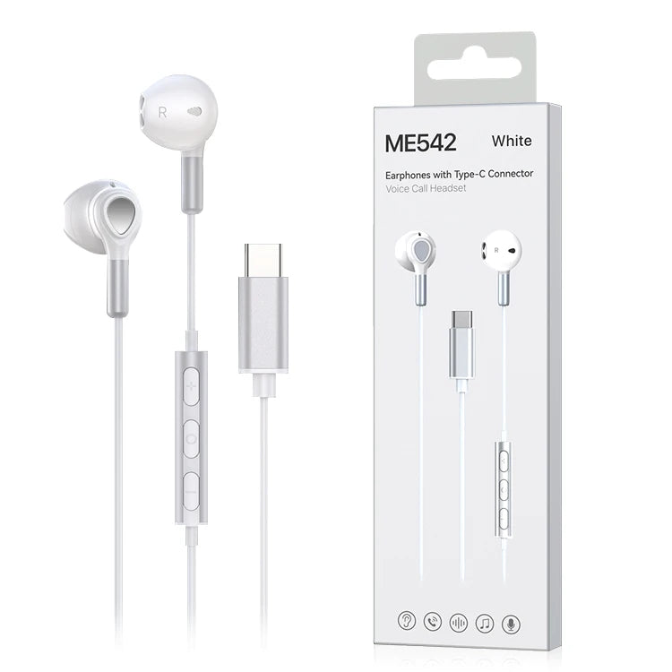 JMT-490122 USB C Wired Earbuds with Microphone for Android Devices - Stereo Sound Wired Earphones