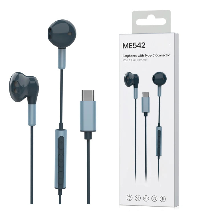 JMT-490122 USB C Wired Earbuds with Microphone for Android Devices - Stereo Sound Wired Earphones