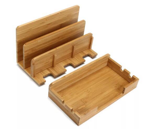 JMT-490314 Bamboo Weaving Solid Wood Mobile Phone Bracket for Home Decoration