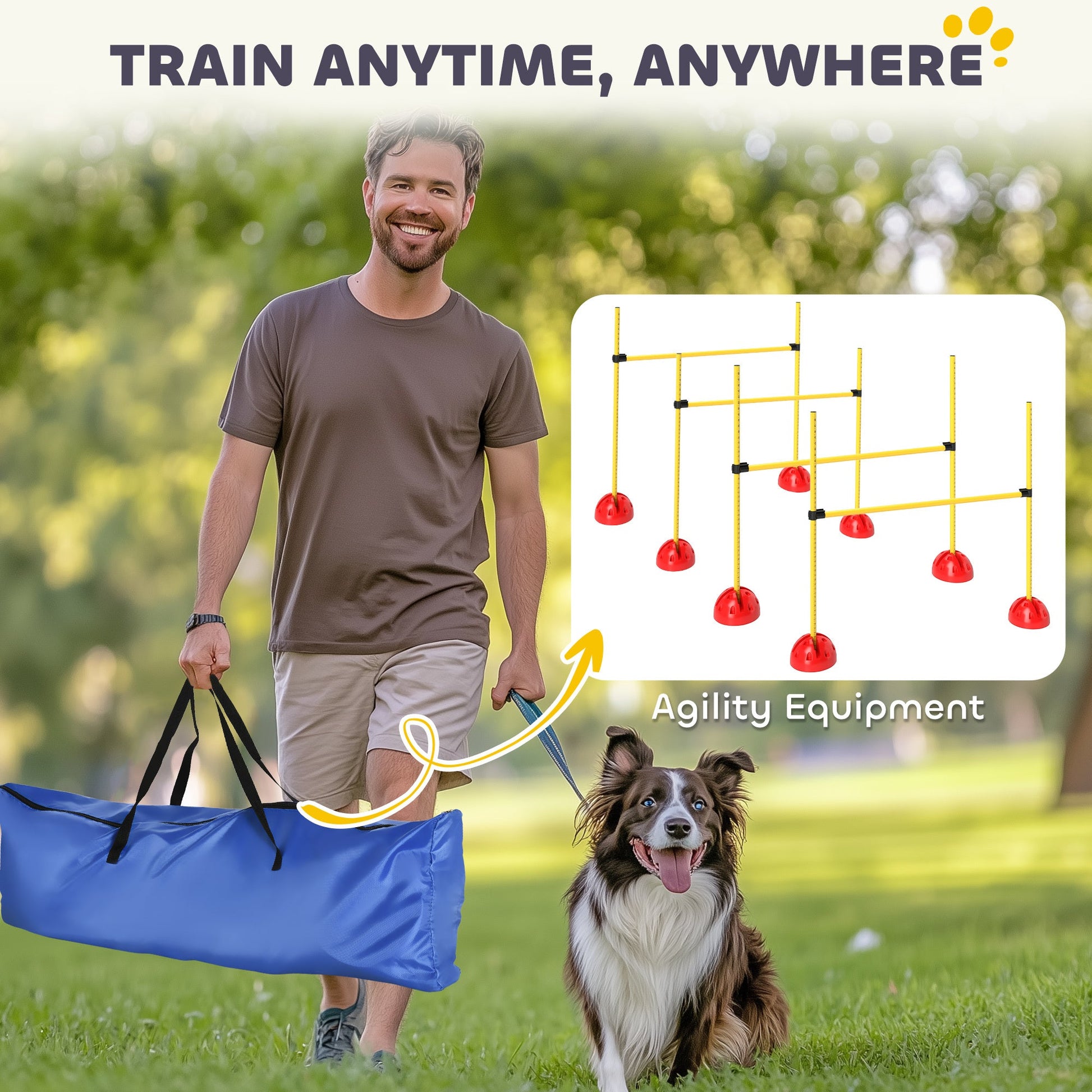 JMT-490442 Adjustable Dog Agility Course Set with 4 Jumps and Carry Bag for Training