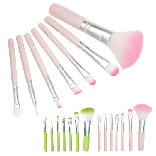 JMT-490890 7-Piece Makeup Brush Set with Wooden Handles and Corrugated Nylon Wool Bristles