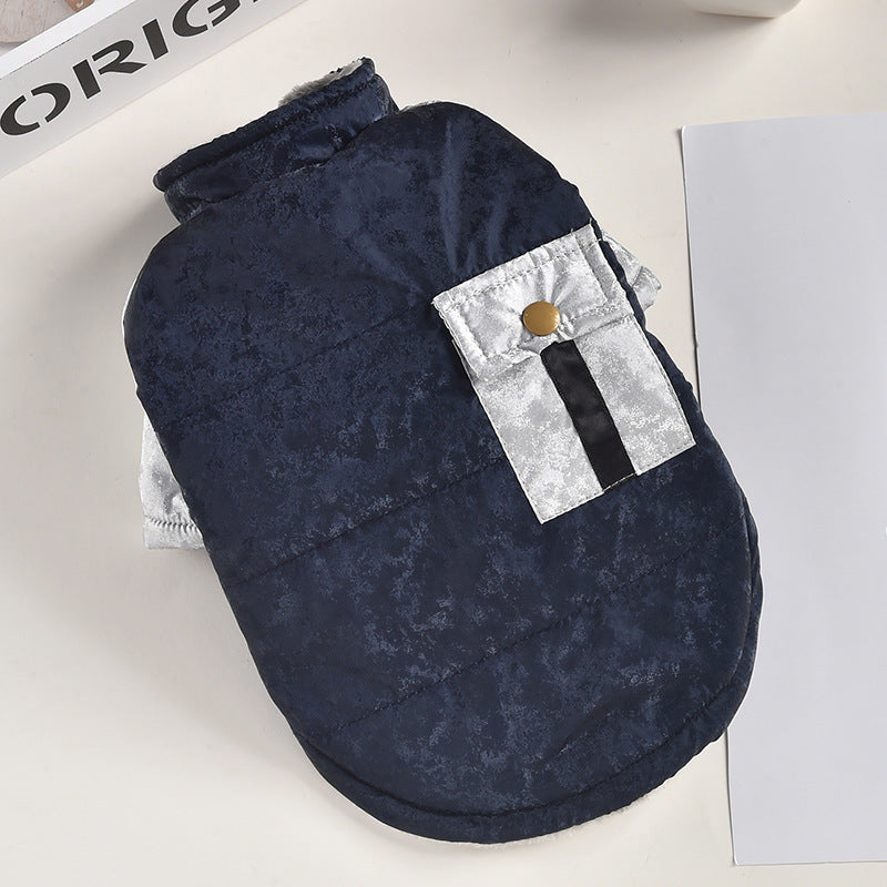 JMT-491082 Durable and Stylish Windproof Dog Coat with Pockets – Warm Cotton Apparel for Pets in Multiple Sizes