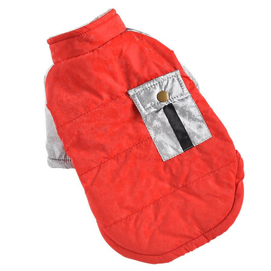 JMT-491082 Durable and Stylish Windproof Dog Coat with Pockets – Warm Cotton Apparel for Pets in Multiple Sizes