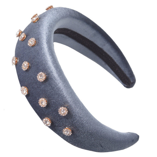JMT-491146 Diamond-Studded Thick Flannel Headband Hair Accessory in Multiple Colors