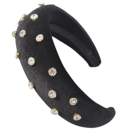 JMT-491146 Diamond-Studded Thick Flannel Headband Hair Accessory in Multiple Colors