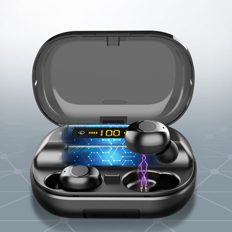 JMT-491274 Bluetooth Wireless Stereo Headset with Battery Display, Voice Control, and Call Function in Black