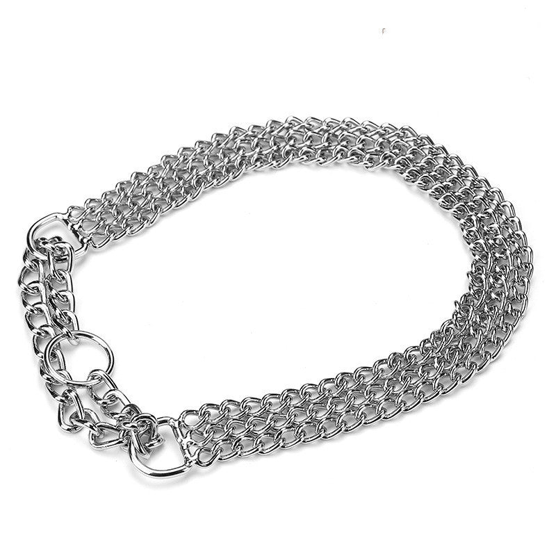 JMT-491274 Silver Iron Dog Collar with Adjustment Chain - 2.5mm x 55cm & 3.0mm x 60cm