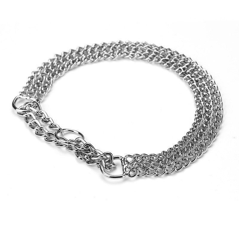 JMT-491274 Silver Iron Dog Collar with Adjustment Chain - 2.5mm x 55cm & 3.0mm x 60cm