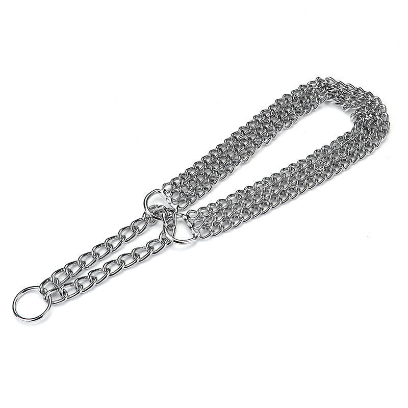 JMT-491274 Silver Iron Dog Collar with Adjustment Chain - 2.5mm x 55cm & 3.0mm x 60cm