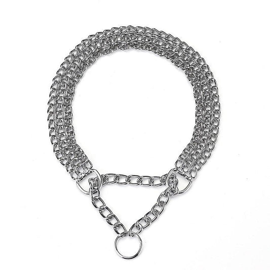 JMT-491274 Silver Iron Dog Collar with Adjustment Chain - 2.5mm x 55cm & 3.0mm x 60cm