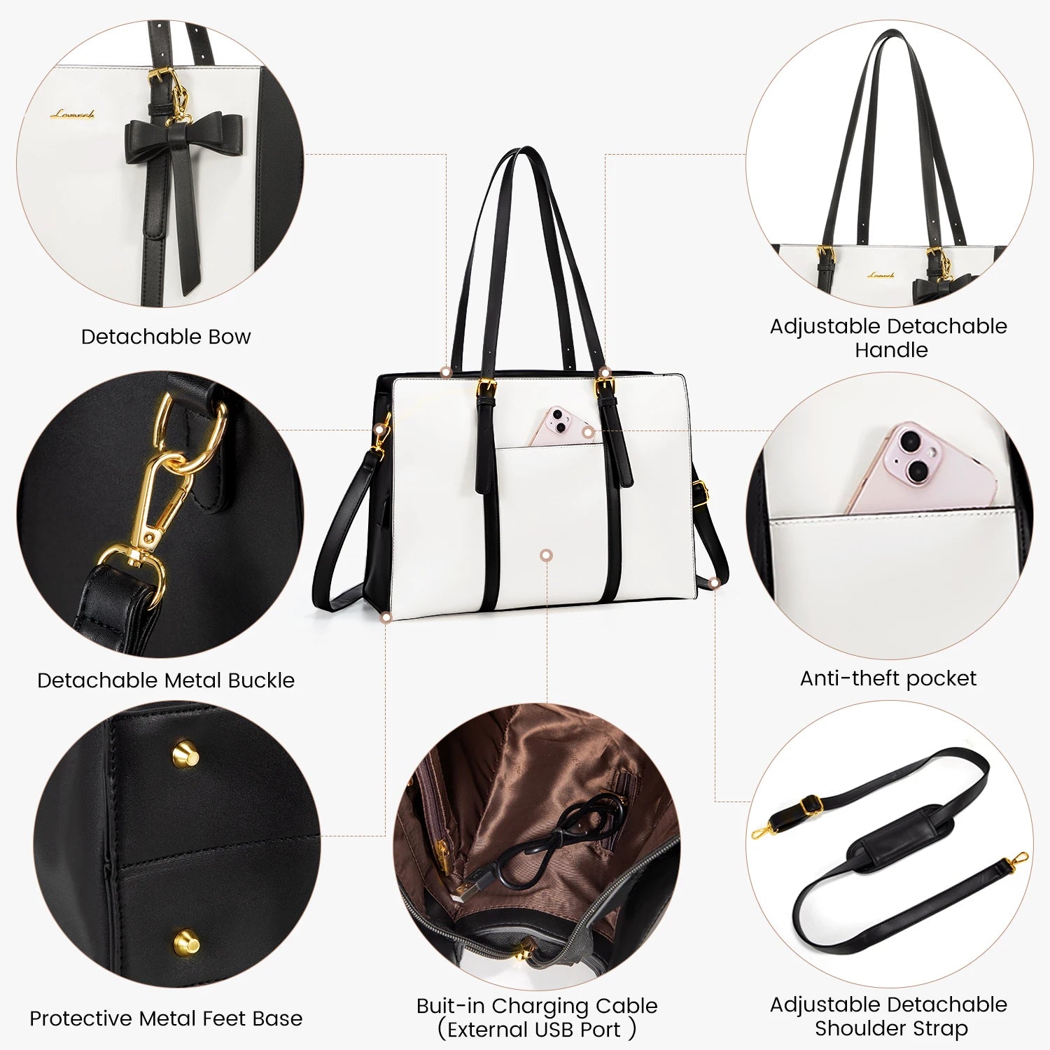 JMT-491338 Stylish 2-Piece PU Leather Handbag and Clutch Set for Women - Perfect for Office and Everyday Use