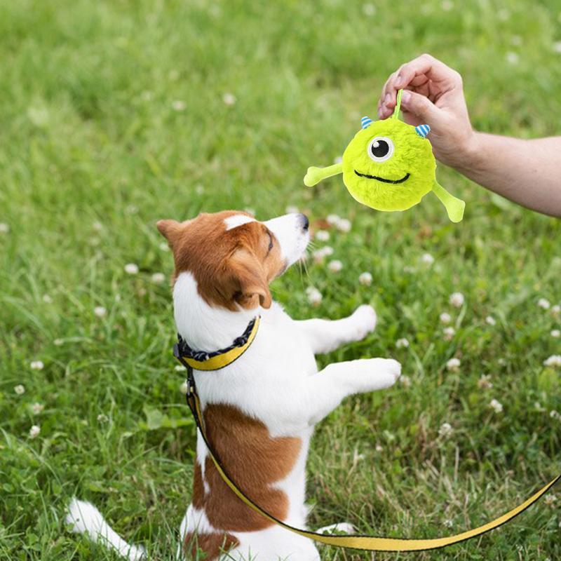 JMT-491594 Interactive Dog Teething Toy Ball for Dental Care and Play, Soft Plush and TPR, Bite Resistant, 12cm Diameter