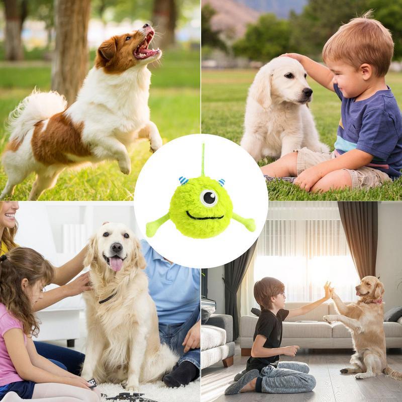 JMT-491594 Interactive Dog Teething Toy Ball for Dental Care and Play, Soft Plush and TPR, Bite Resistant, 12cm Diameter