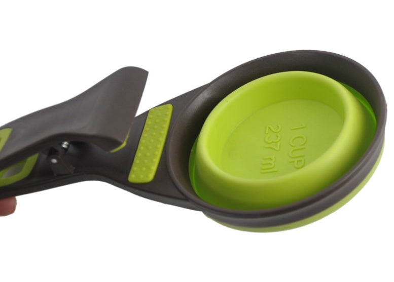 JMT-491786 3-in-1 Multi-Function Dog Food Spoon - Green and Black, Perfect for Scooping, Serving, and Sealing