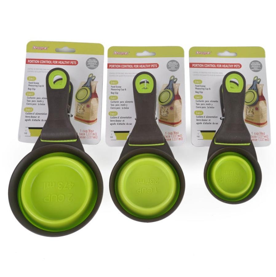 JMT-491786 3-in-1 Multi-Function Dog Food Spoon - Green and Black, Perfect for Scooping, Serving, and Sealing