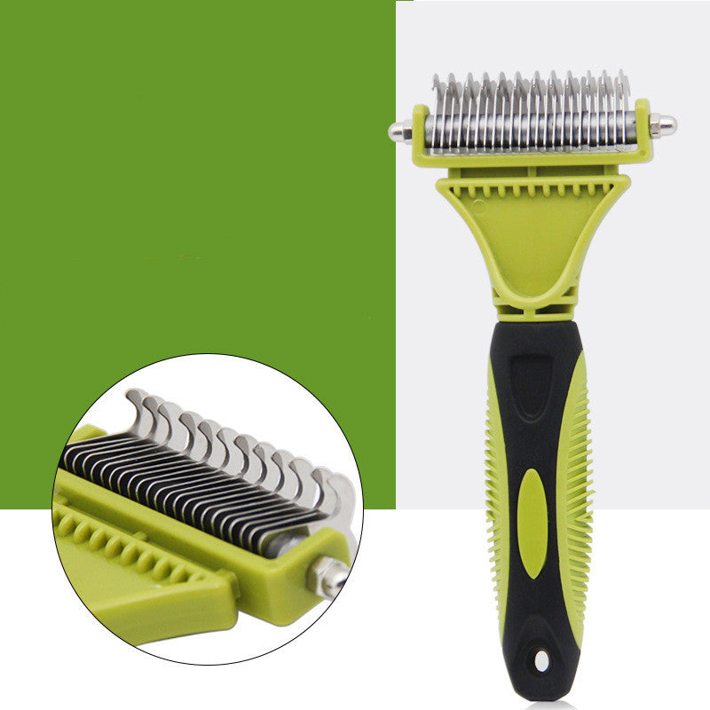JMT-491850 Double-Sided Pet Knot Comb for Cats and Dogs - TPR/PP/Stainless Steel Cleaning Tool