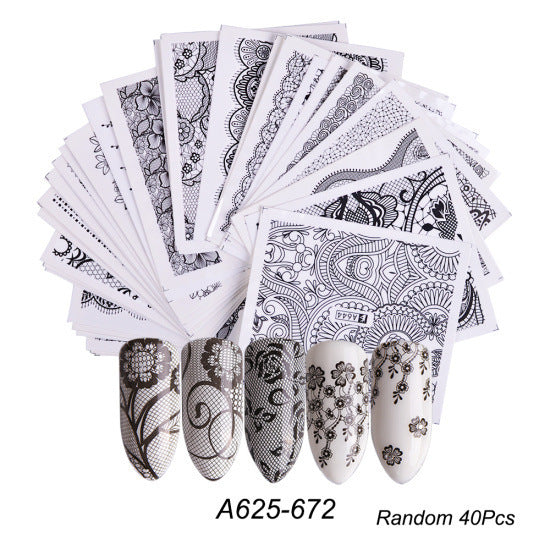 JMT-491914 Lace Flower Nail Art Sticker Set - 18 to 68 Pieces in Colorful Designs